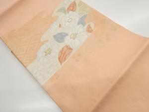 ヱ霞に椿模様織出し名古屋帯